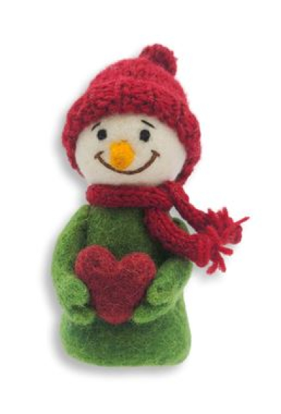 Eierwärmer Schneemann mit Herz Rot